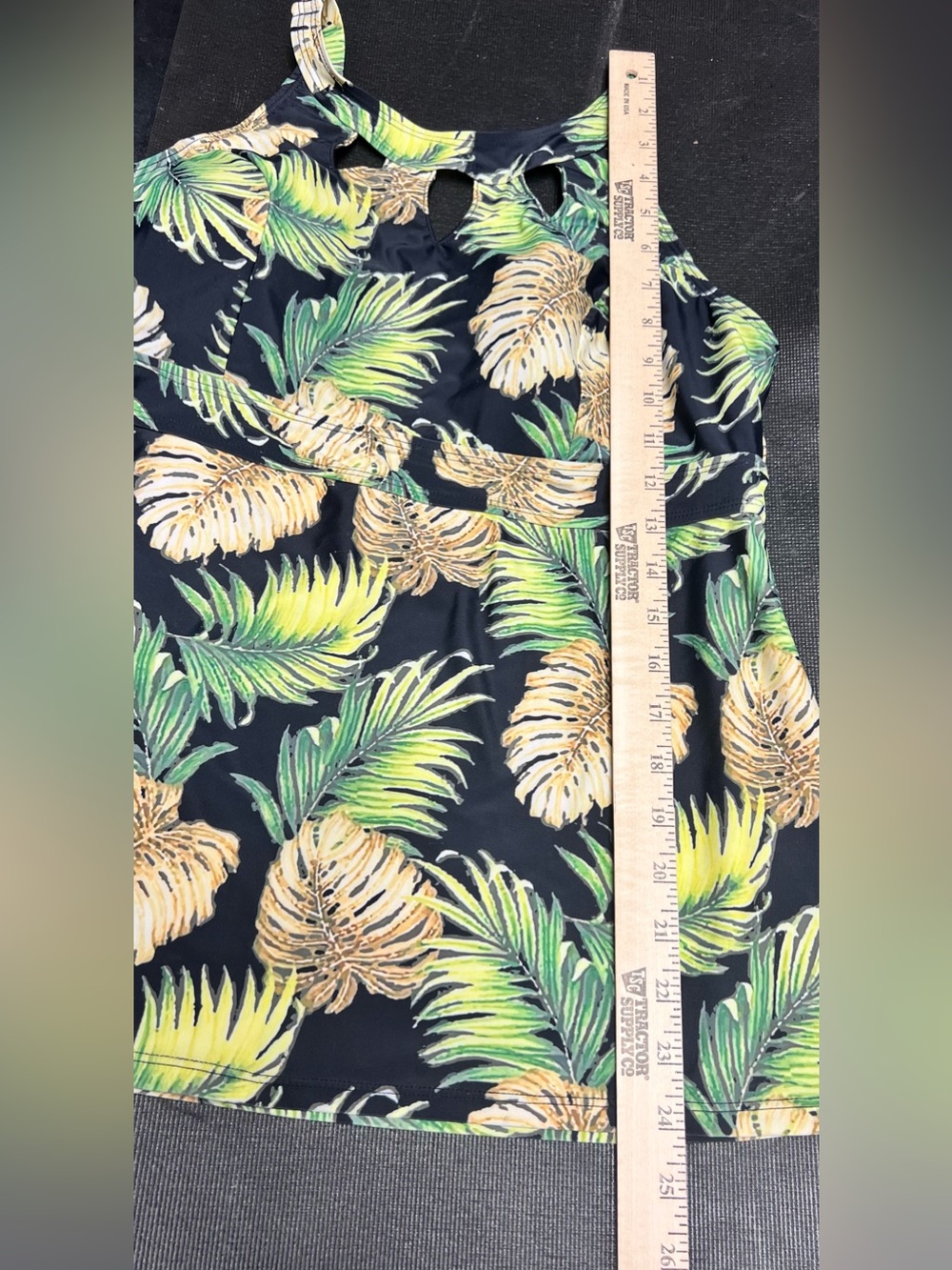 SEPTANGLE Tropical Leaf Halter & KEYHOLES Tankini Top - Black, Green & Yellow - Picture 9 of 12